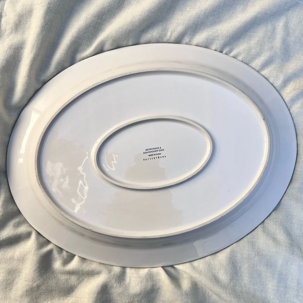 Pottery Barn Santa on Bike Oval Christmas Serving Platter‎ 15.25